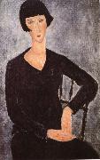 Amedeo Modigliani Seated woman in blue dress oil